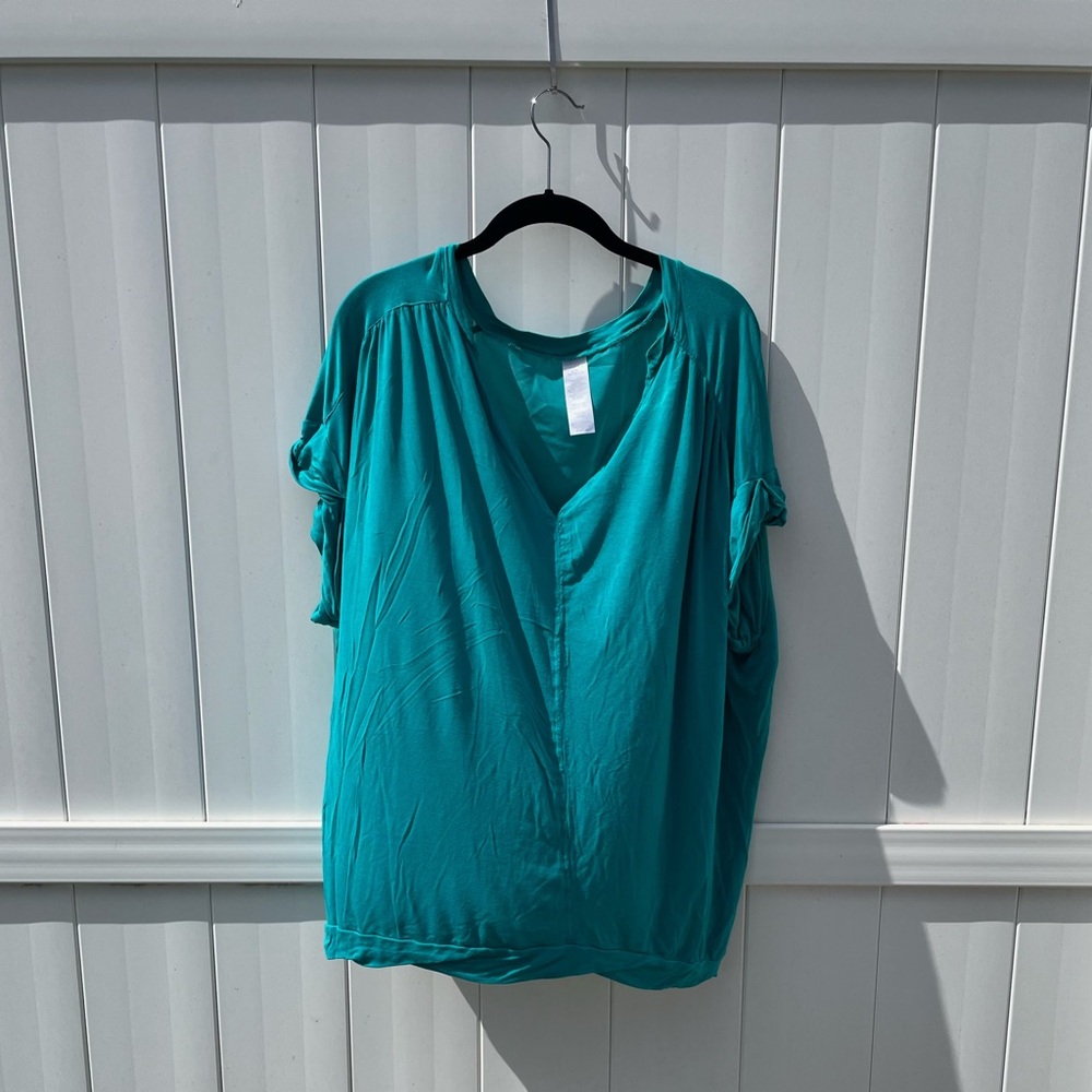 Unbranded Roomy Cap Sleeve Blouse, Women's Size L/XL, Turquoise Teal Green Blue
